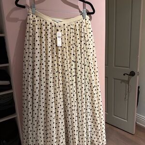 Anthropologie Cream and Black Polka Dot A-Line Skirt